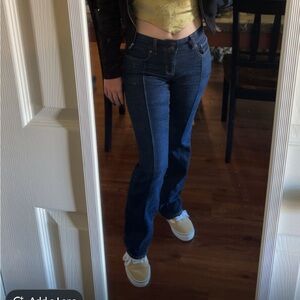 American Eagle Front Seam Navy Boot Cut Jeans 0 Short